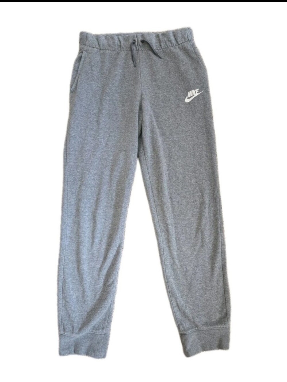 Nike Youth XL Gray Fleece Joggers Sweatpants Drawstring Elastic Waist Pockets